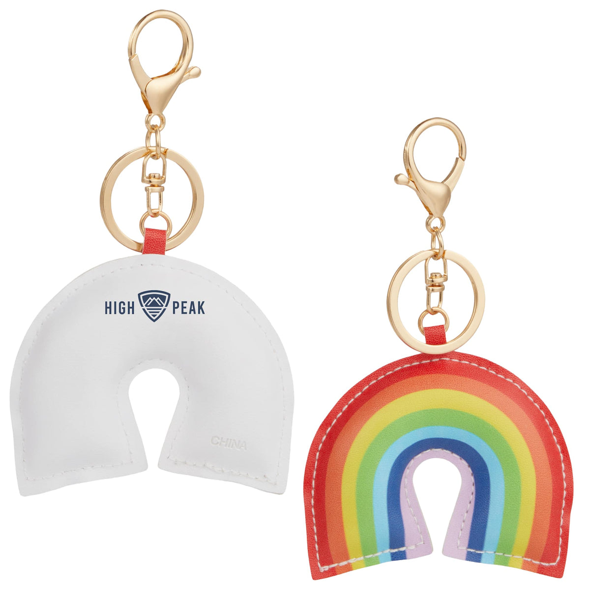 Rainbow Faux Leather Keychain - Rainbow - Front