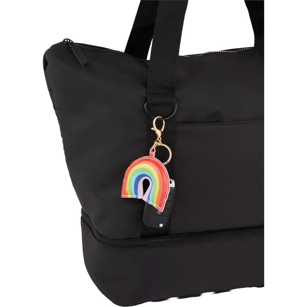 Rainbow Faux Leather Keychain - Rainbow - Propped