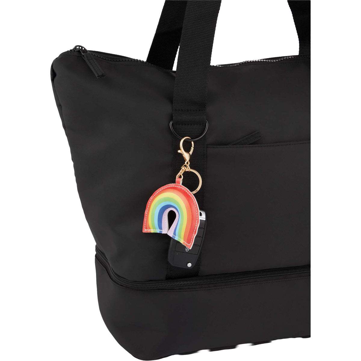 Rainbow Faux Leather Keychain - Rainbow - Propped