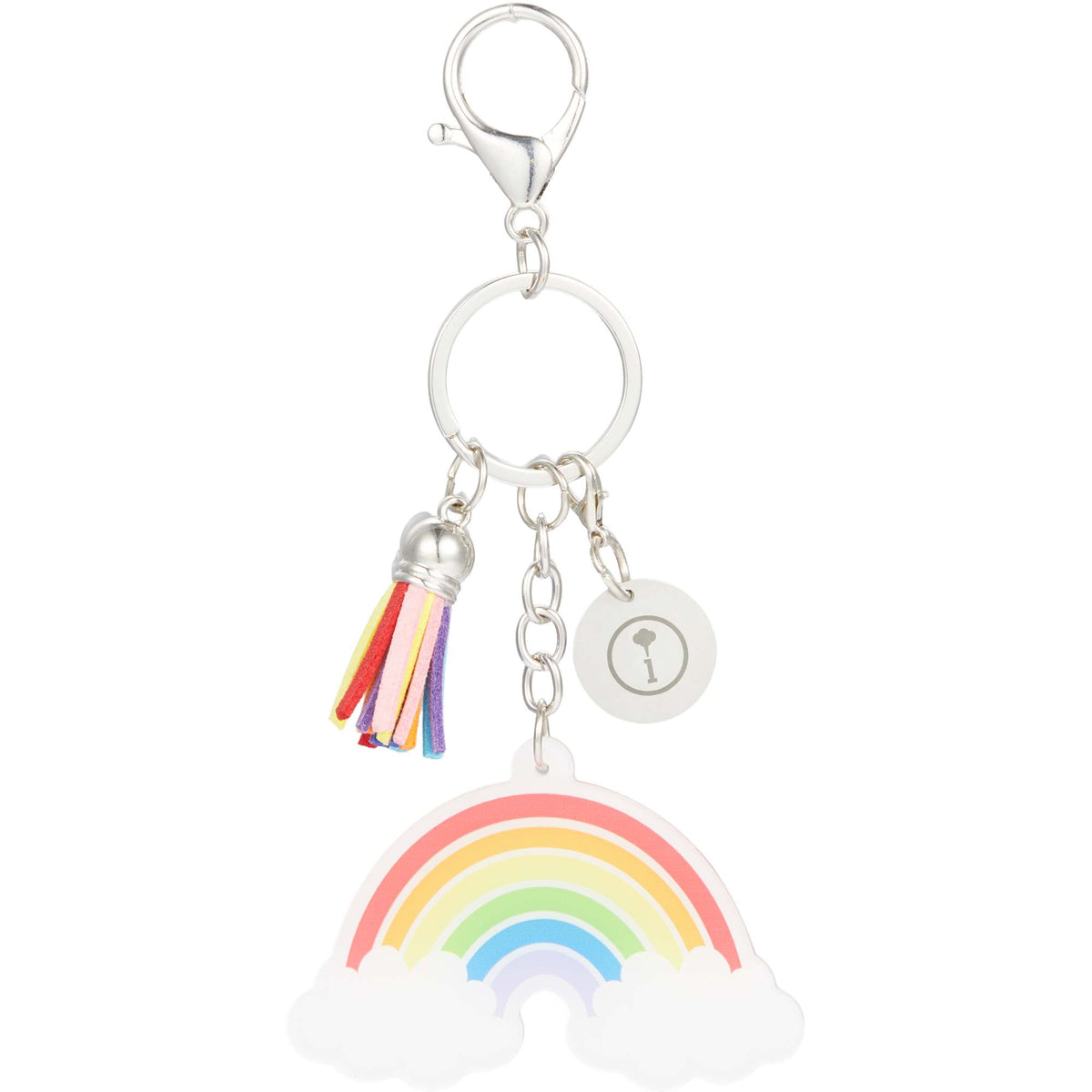 Rainbow Keychain with Tassel and Charms Laser Engraving - Rainbow - Front