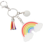 Rainbow Keychain with Tassel and Charms Laser Engraving - Rainbow - Right Angle