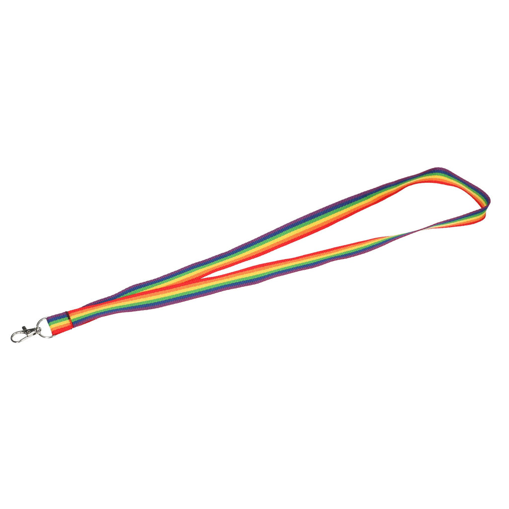 Rainbow Lanyard with Lobster Clip, Recycled Polyester - Rainbow - Front 2