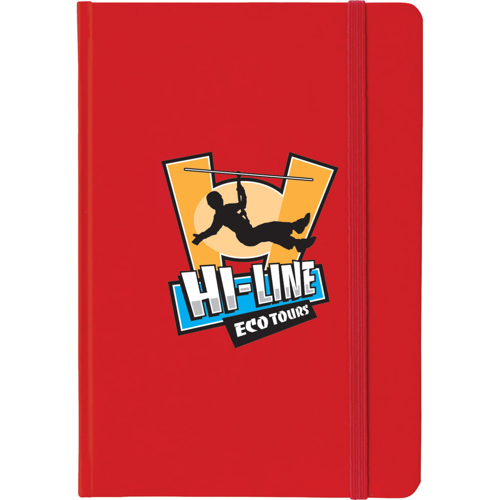Rainbow Notebook with Matching Elastic, 5 x 7 Inches - Red - Front