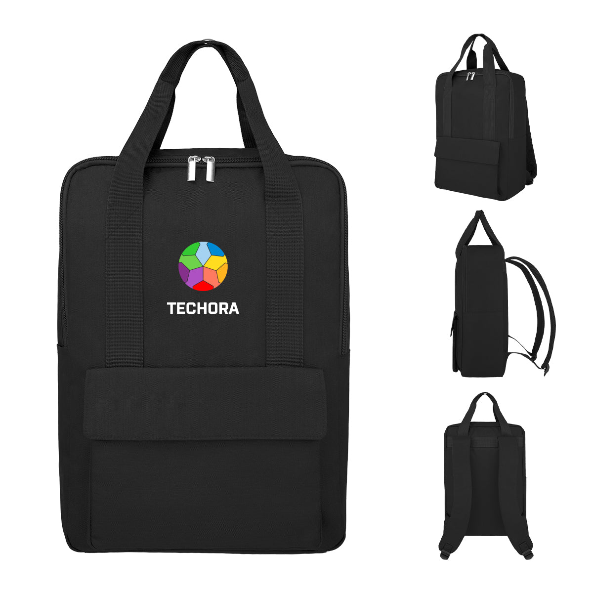 Rainier Laptop Backpack in Recycled PET - Black - Colorbrite