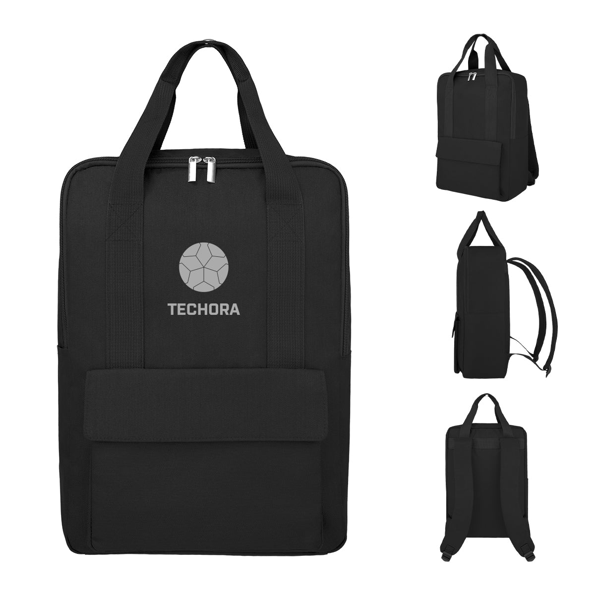 Rainier Laptop Backpack in Recycled PET - Black - Silk Screen