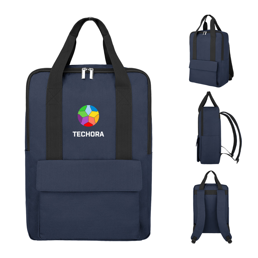 Rainier Laptop Backpack in Recycled PET - Navy - Colorbrite