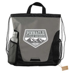 Rainier Recycled Drawstring Bag with Side Pockets - Gray - Front 2