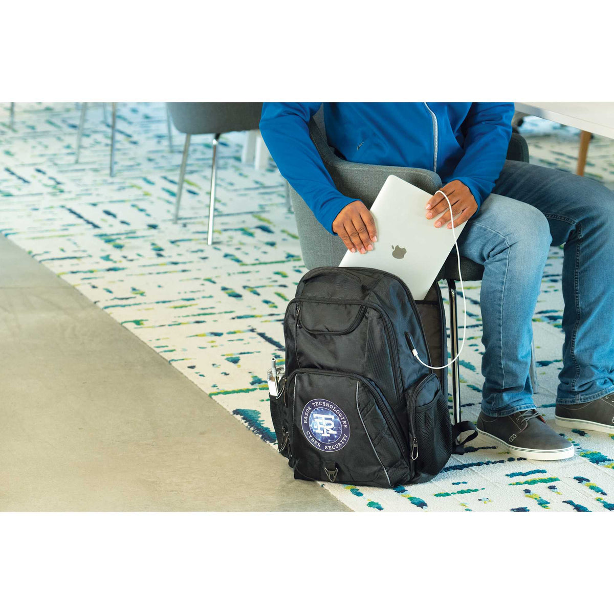 Rainier TSA Laptop Backpack with USB Port, 17 Inch Transfer - Black - Front 2