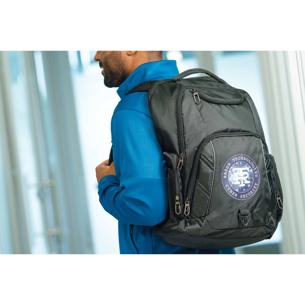 Rainier TSA Laptop Backpack with USB Port, 17 Inch Transfer - Black - On Model