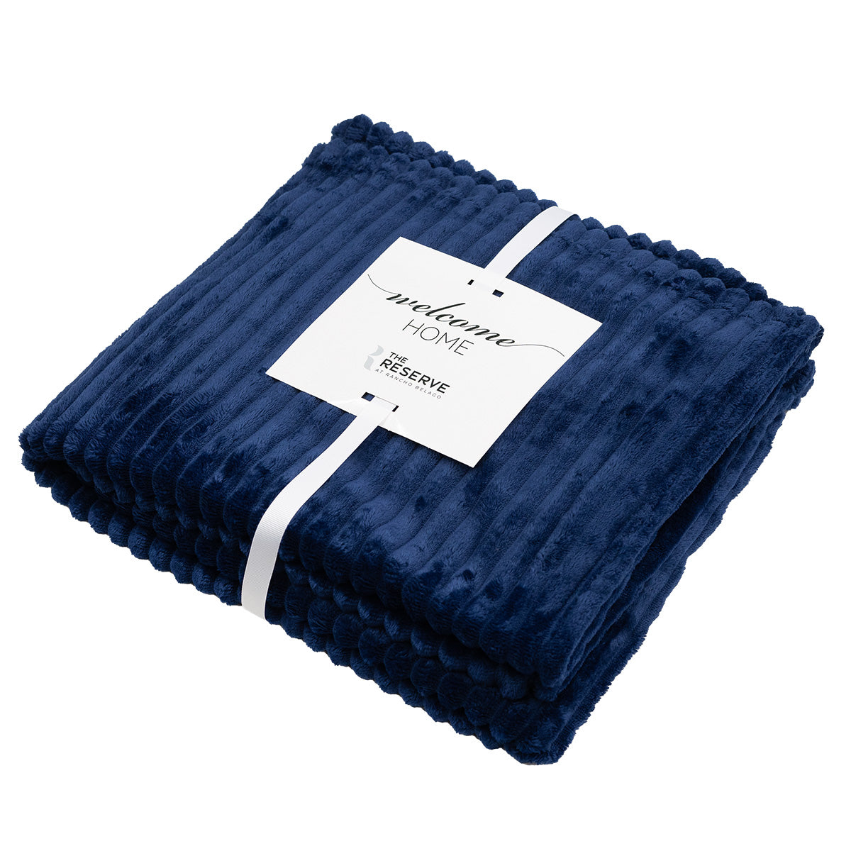 Raleigh Ribbed Flannel Blanket in Recycled PET - Navy - Card