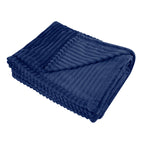Raleigh Ribbed Flannel Blanket in Recycled PET - Navy - Open