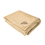 Raleigh Ribbed Flannel Blanket in Recycled PET - Tan - Embroidery
