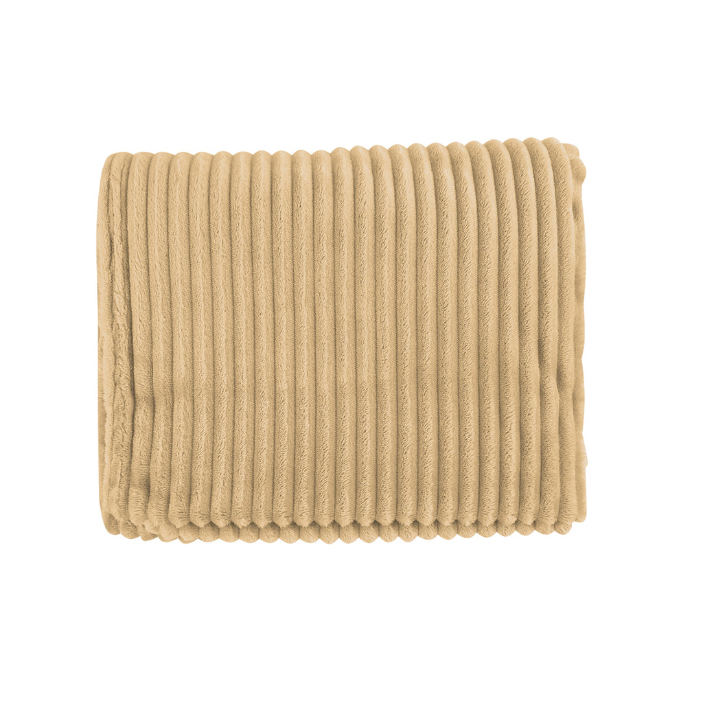 Raleigh Ribbed Flannel Blanket in Recycled PET - Tan - Front