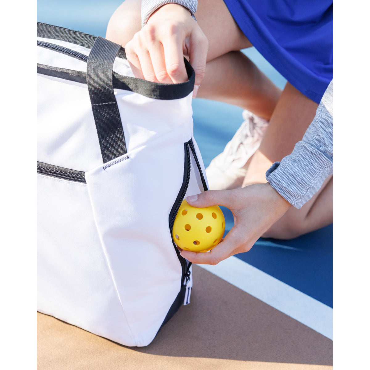 Rally Courtside Racket Tote in Recycled PET Embroidery - White - View 7