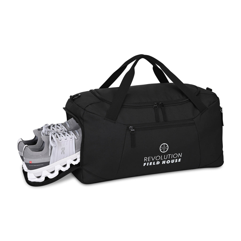 Rally Deluxe Recycled Sport Duffel with Shoe Tunnel Embroidery - Black - View 2
