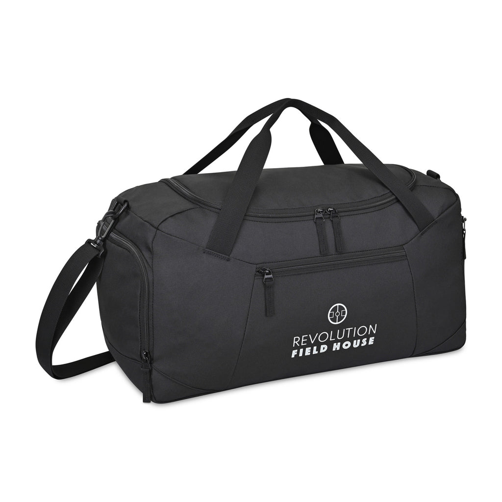 Rally Deluxe Recycled Sport Duffel with Shoe Tunnel Embroidery - Black - View 4