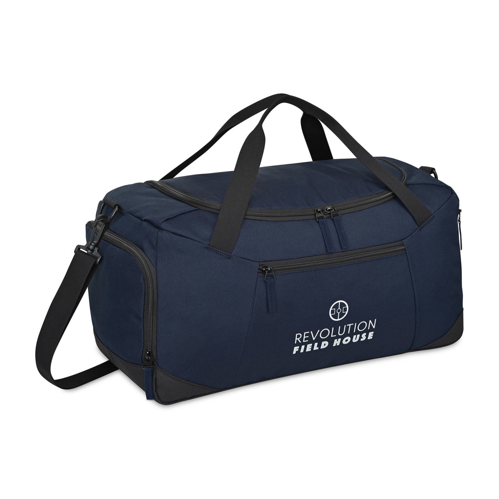 Rally Deluxe Recycled Sport Duffel with Shoe Tunnel Transfer - Navy - View 5