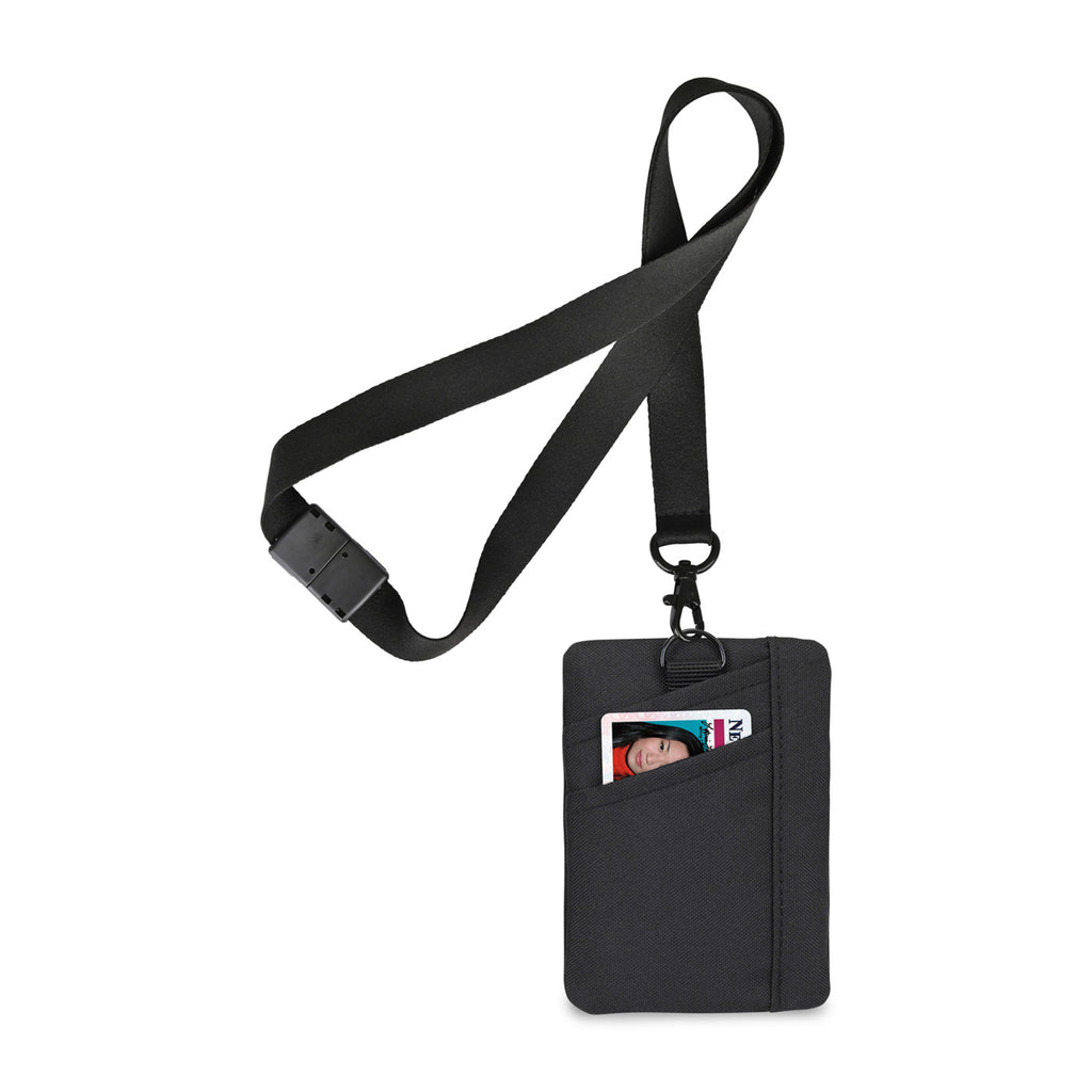 Rally ID Pouch Lanyard in Recycled PET Transfer - Black - View 3