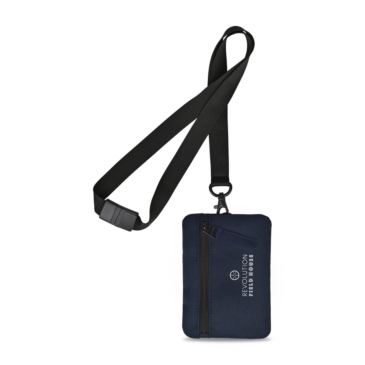 Rally ID Pouch Lanyard in Recycled PET Transfer - Navy - View 1