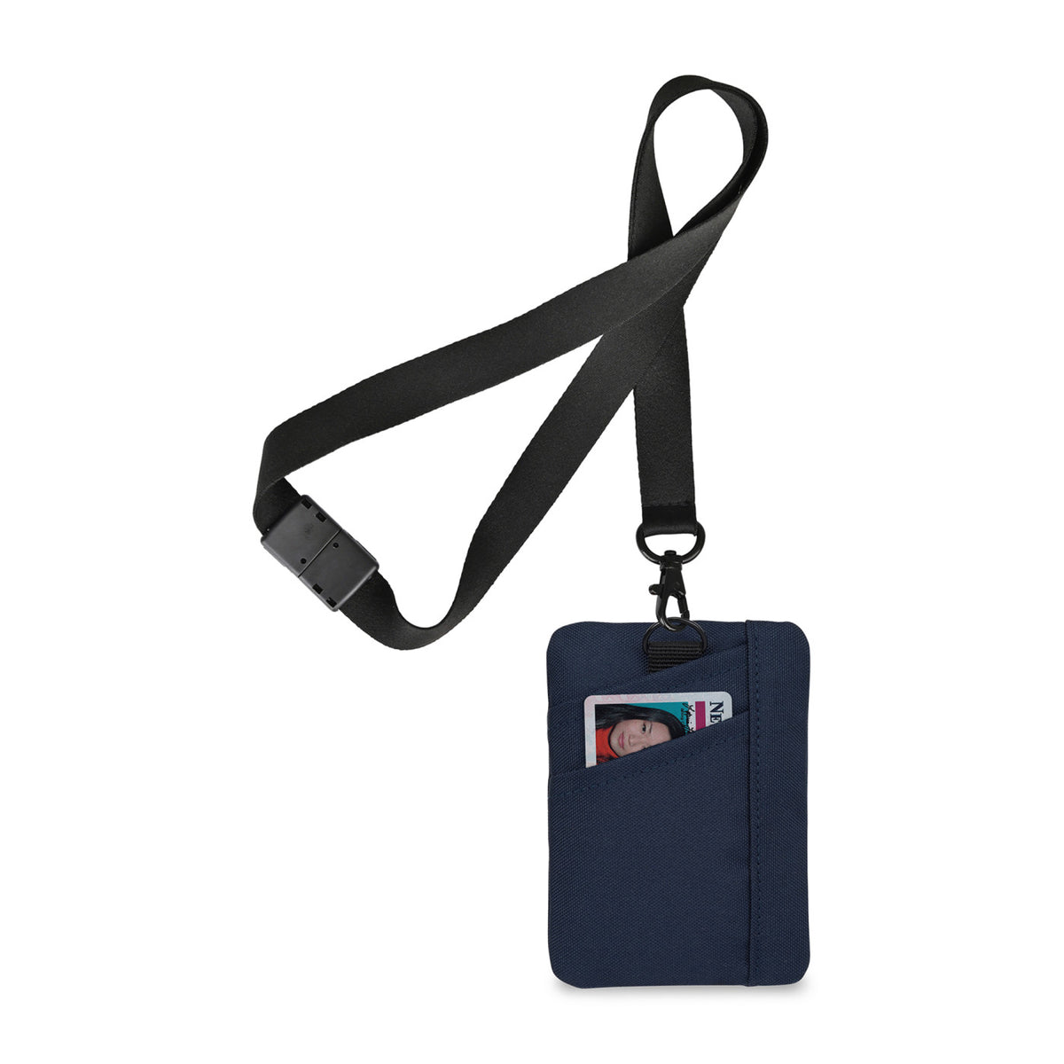 Rally ID Pouch Lanyard in Recycled PET Transfer - Navy - View 3