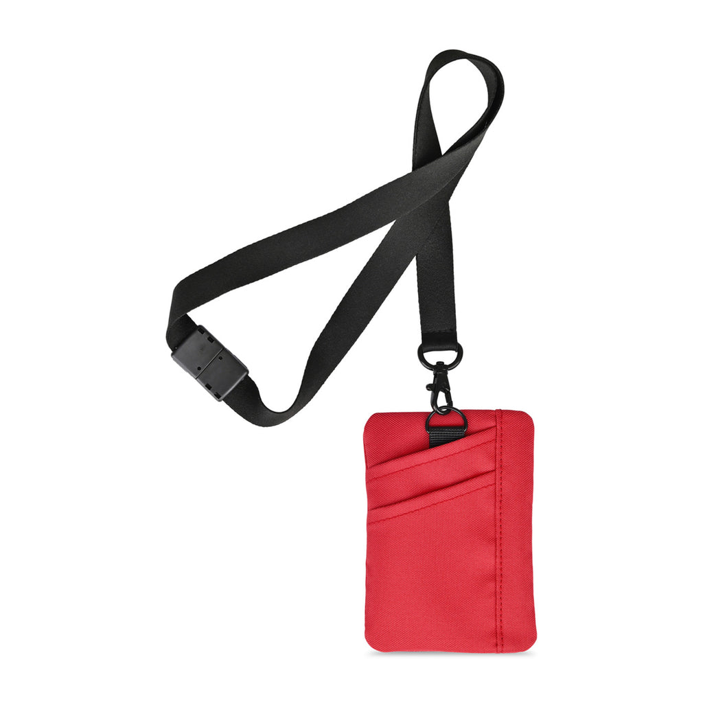 Rally ID Pouch Lanyard in Recycled PET Transfer - Red - View 2