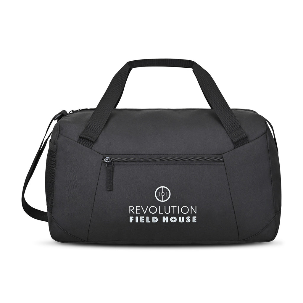 Rally Recycled Sport Duffel with Mesh Stash Pocket Embroidery - Black - View 1