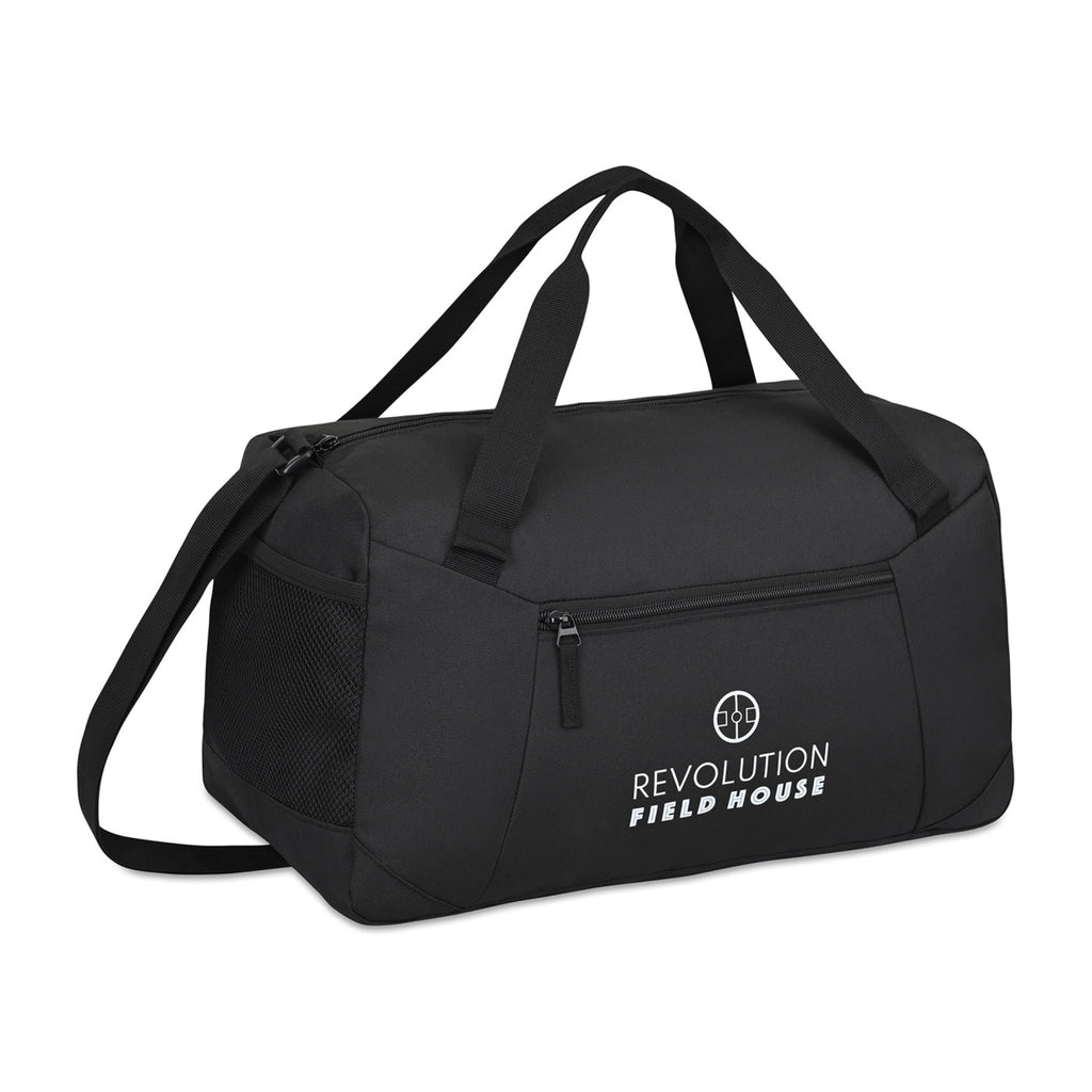 Rally Recycled Sport Duffel with Mesh Stash Pocket Embroidery - Black - View 2