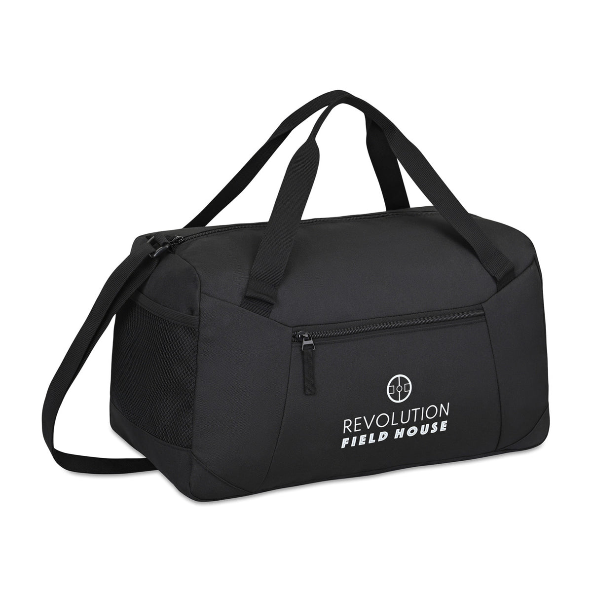 Rally Recycled Sport Duffel with Mesh Stash Pocket Embroidery - Black - View 2