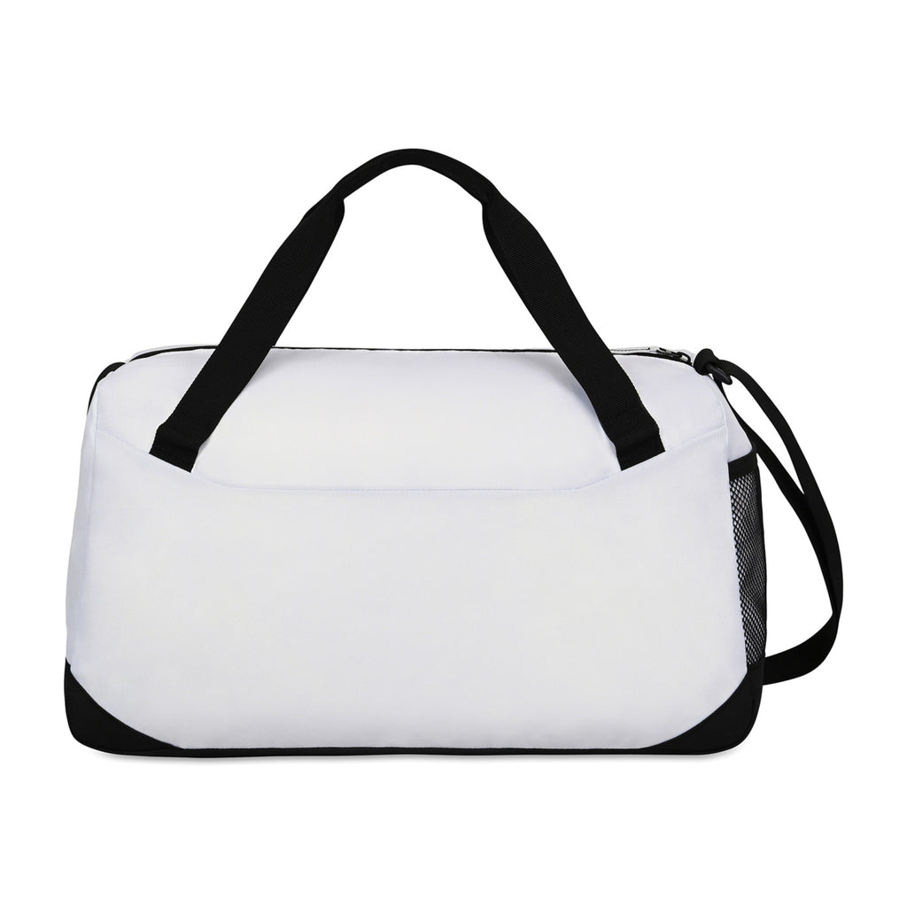 Rally Recycled Sport Duffel with Mesh Stash Pocket Embroidery - White - View 3