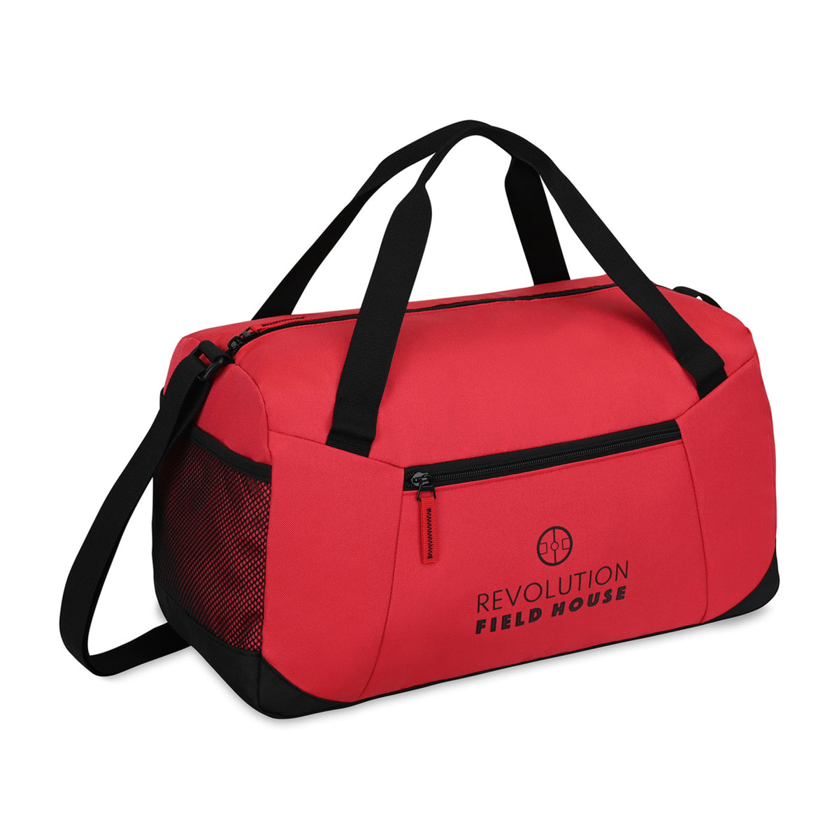 Rally Recycled Sport Duffel with Mesh Stash Pocket Transfer - Red - View 3