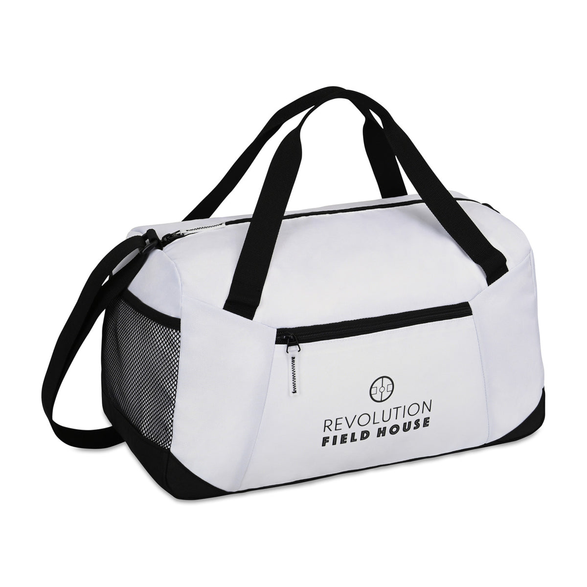 Rally Recycled Sport Duffel with Mesh Stash Pocket Transfer - White - View 2