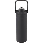Ranier 2-in-1 Insulated Bottle with Straw and Chug Lid, 25 oz Laser Engraving - Black - Back