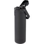 Ranier 2-in-1 Insulated Bottle with Straw and Chug Lid, 25 oz Laser Engraving - Black - Left Angle 2