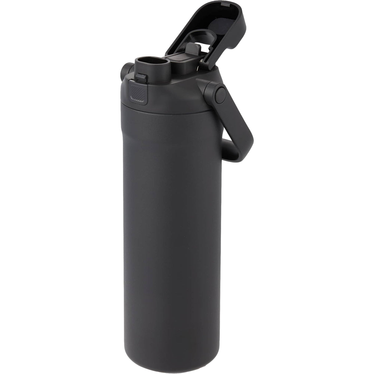 Ranier 2-in-1 Insulated Bottle with Straw and Chug Lid, 25 oz Laser Engraving - Black - Left Angle 2