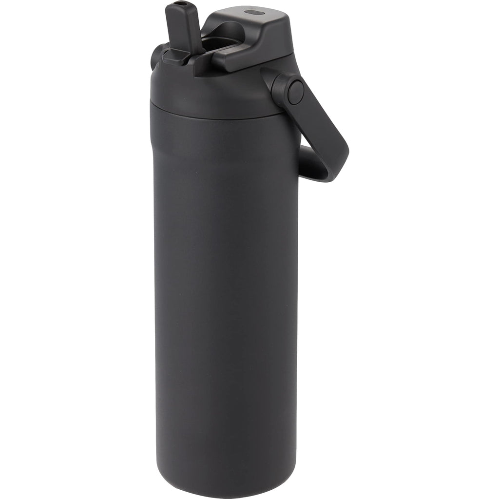 Ranier 2-in-1 Insulated Bottle with Straw and Chug Lid, 25 oz Laser Engraving - Black - Left Angle
