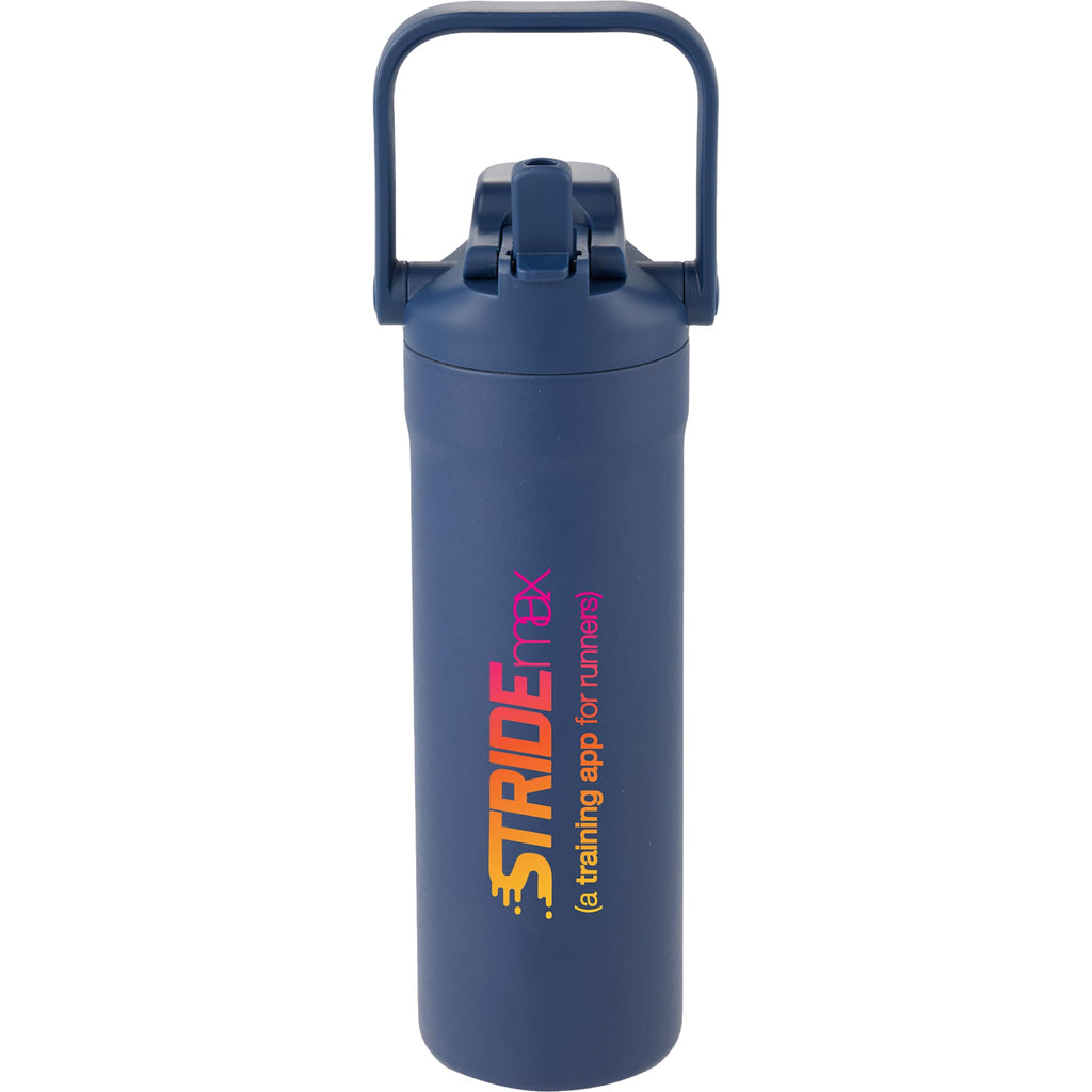 Ranier 2-in-1 Insulated Bottle with Straw and Chug Lid, 25 oz Laser Engraving - Navy - Front