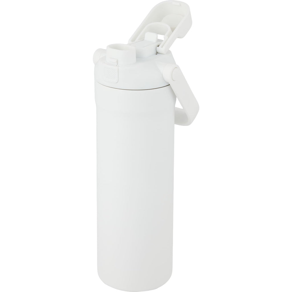 Ranier 2-in-1 Insulated Bottle with Straw and Chug Lid, 25 oz Laser Engraving - White - Back Left Angle
