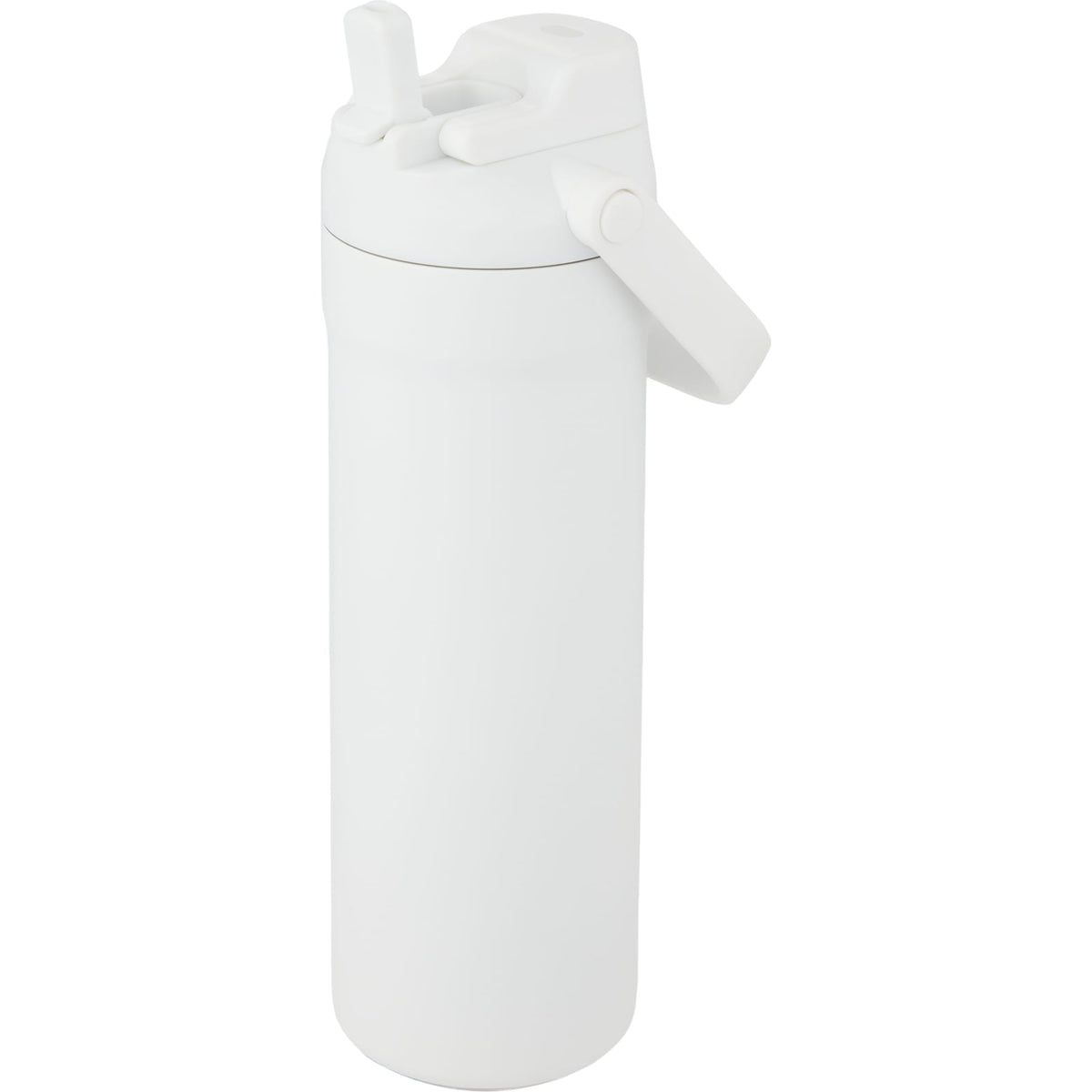 Ranier 2-in-1 Insulated Bottle with Straw and Chug Lid, 25 oz Laser Engraving - White - Left Angle