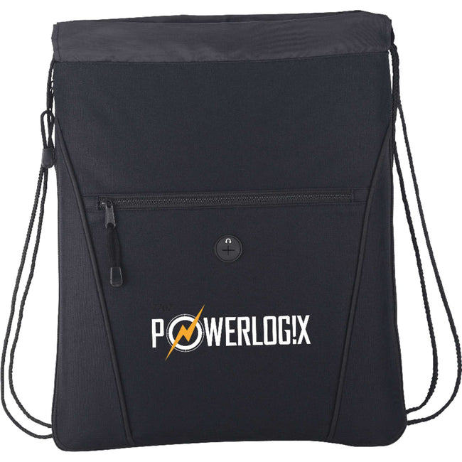 Raven Expandable Drawstring Bag with Earbud Port