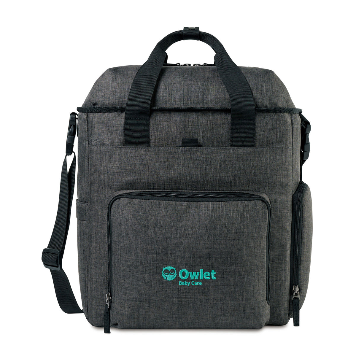 Reagan Recycled Baby Carryall Tote with Insulated Pocket - Charcoal Heather - View 1