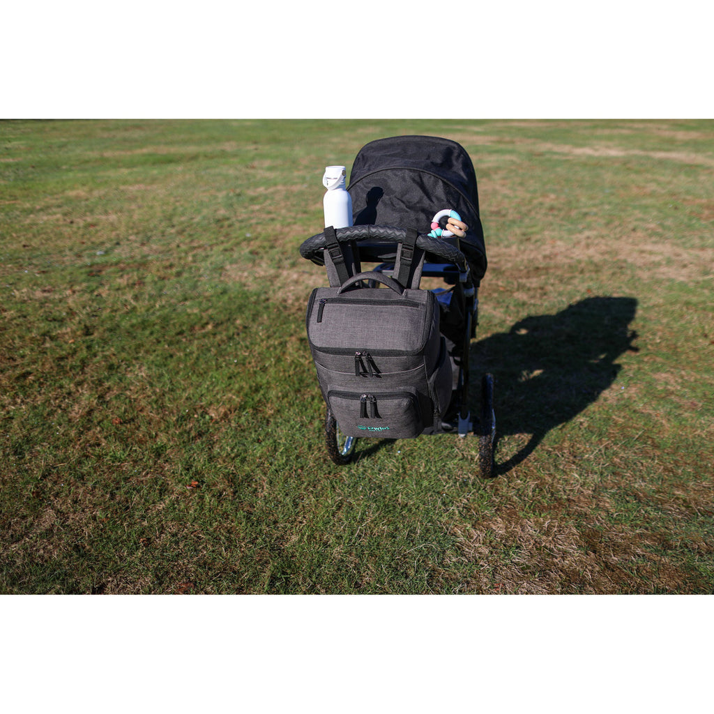 Reagan Recycled Diaper Backpack with Changing Pad - Charcoal Heather - View 6