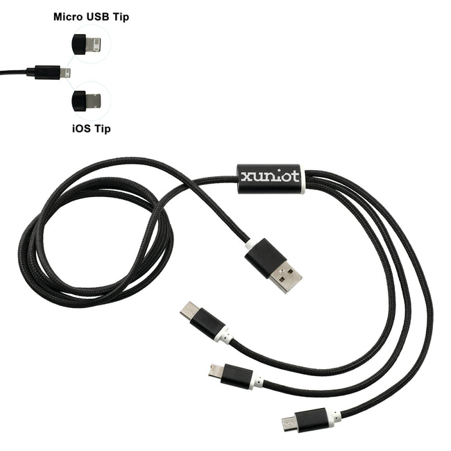 Realm Aluminum 3-in-1 Charging Cable, 47 Inch