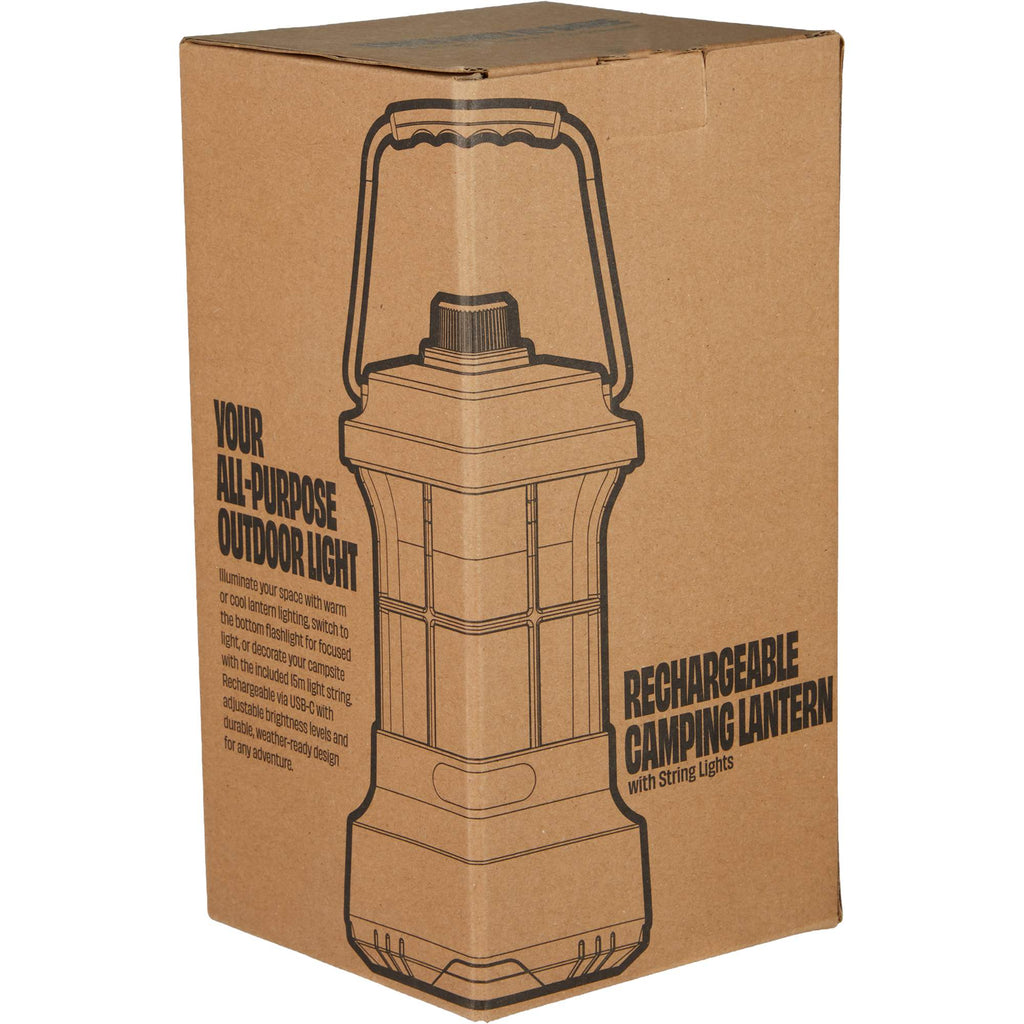 Rechargeable Camping Lantern with 30 ft String Lights - Black - Packaging