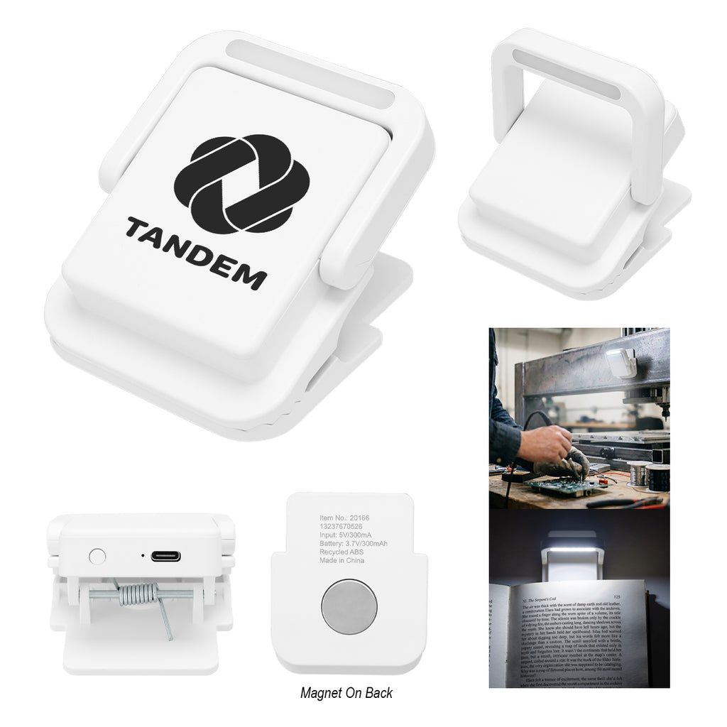 Rechargeable Clip Light in Recycled ABS - White - Pad Print