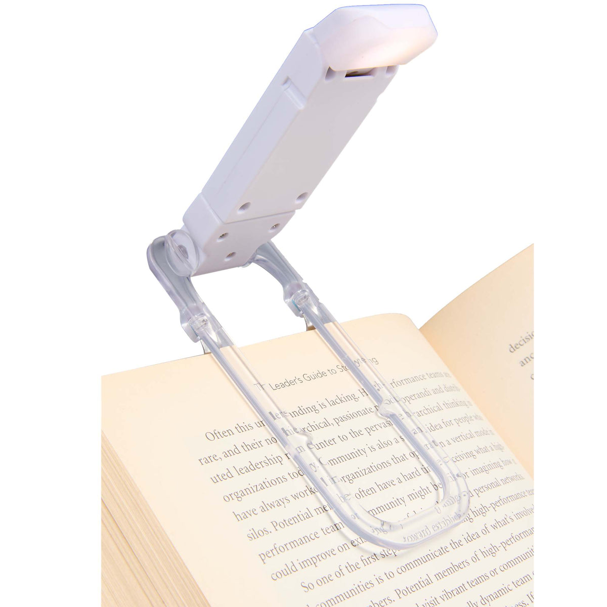 Rechargeable Clip On Book Light in Recycled Plastic Full Color - White - Propped