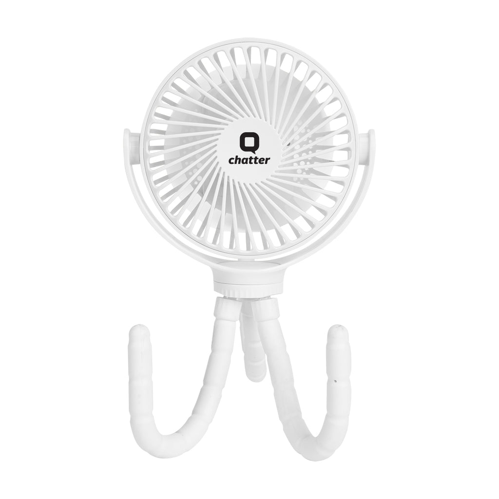 Rechargeable Fan with a Flexible Tripod, Portable - White - Pad Print