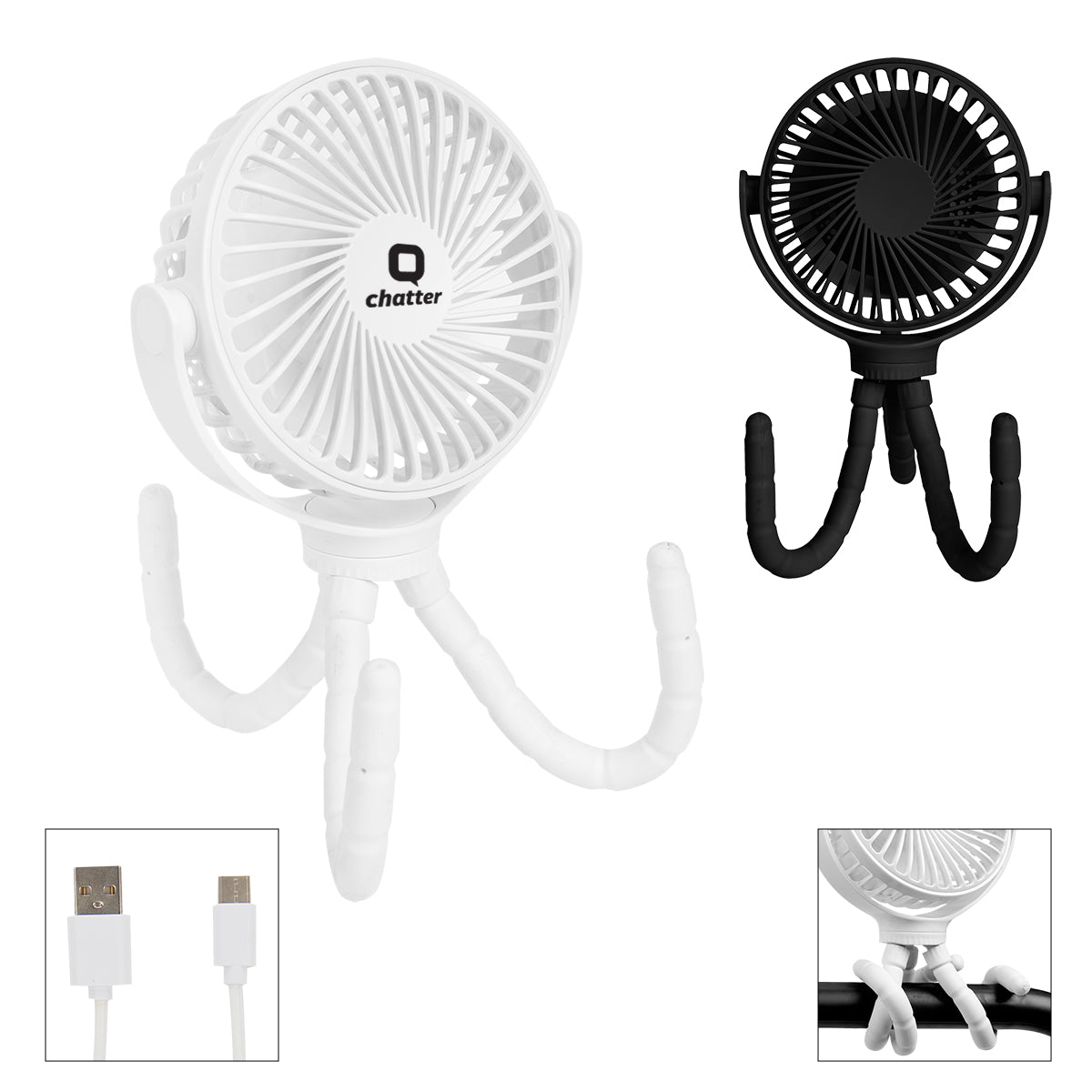 Rechargeable Fan with a Flexible Tripod, Portable