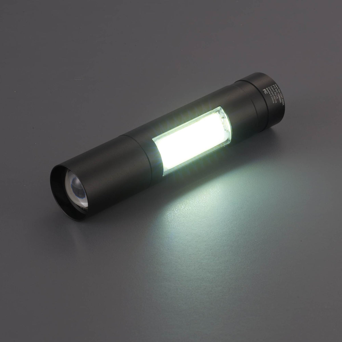 Rechargeable Flashlight with COB Side Light, 2,200 mAh Full Color - Black - Front 3