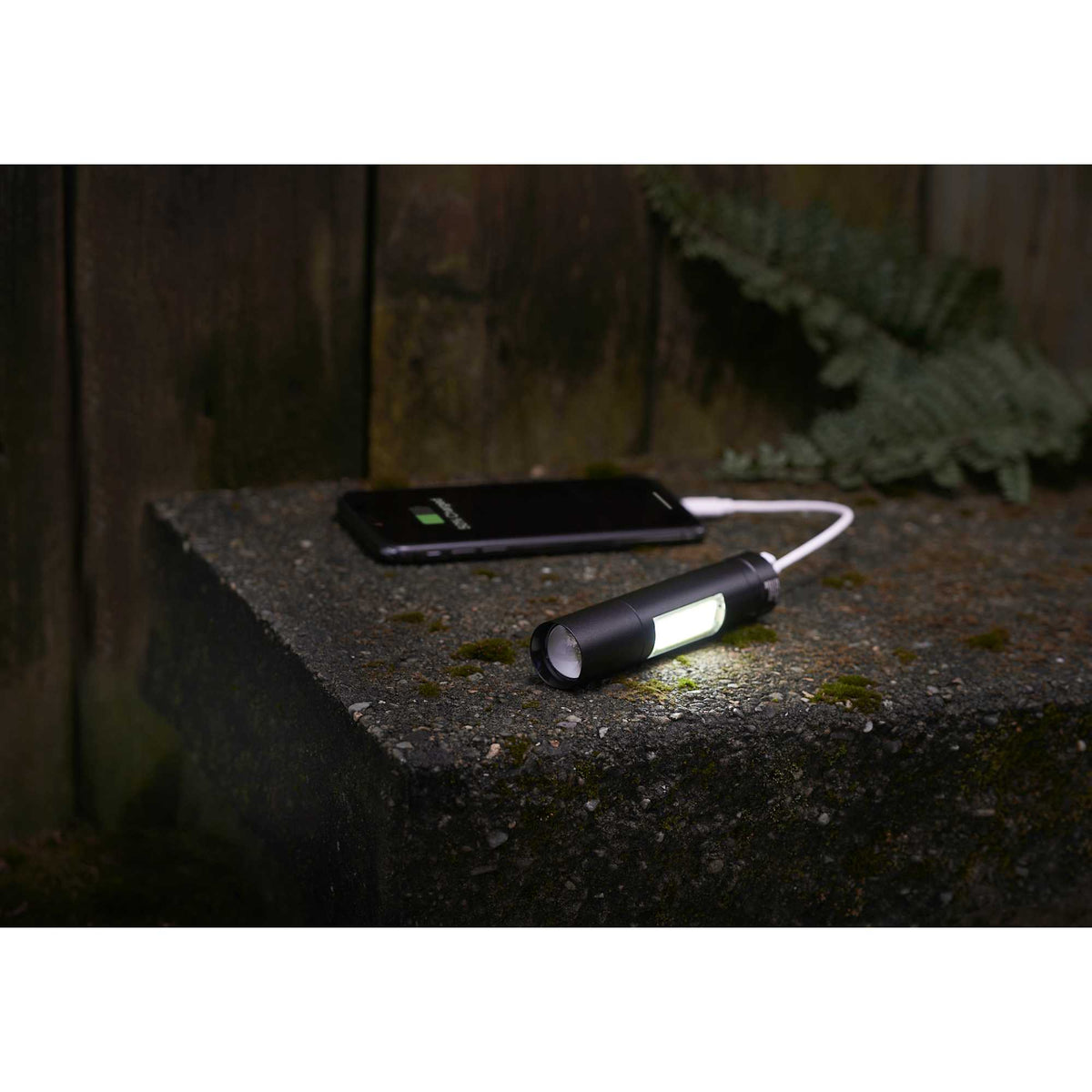Rechargeable Flashlight with COB Side Light, 2,200 mAh Full Color - Black - Front 6