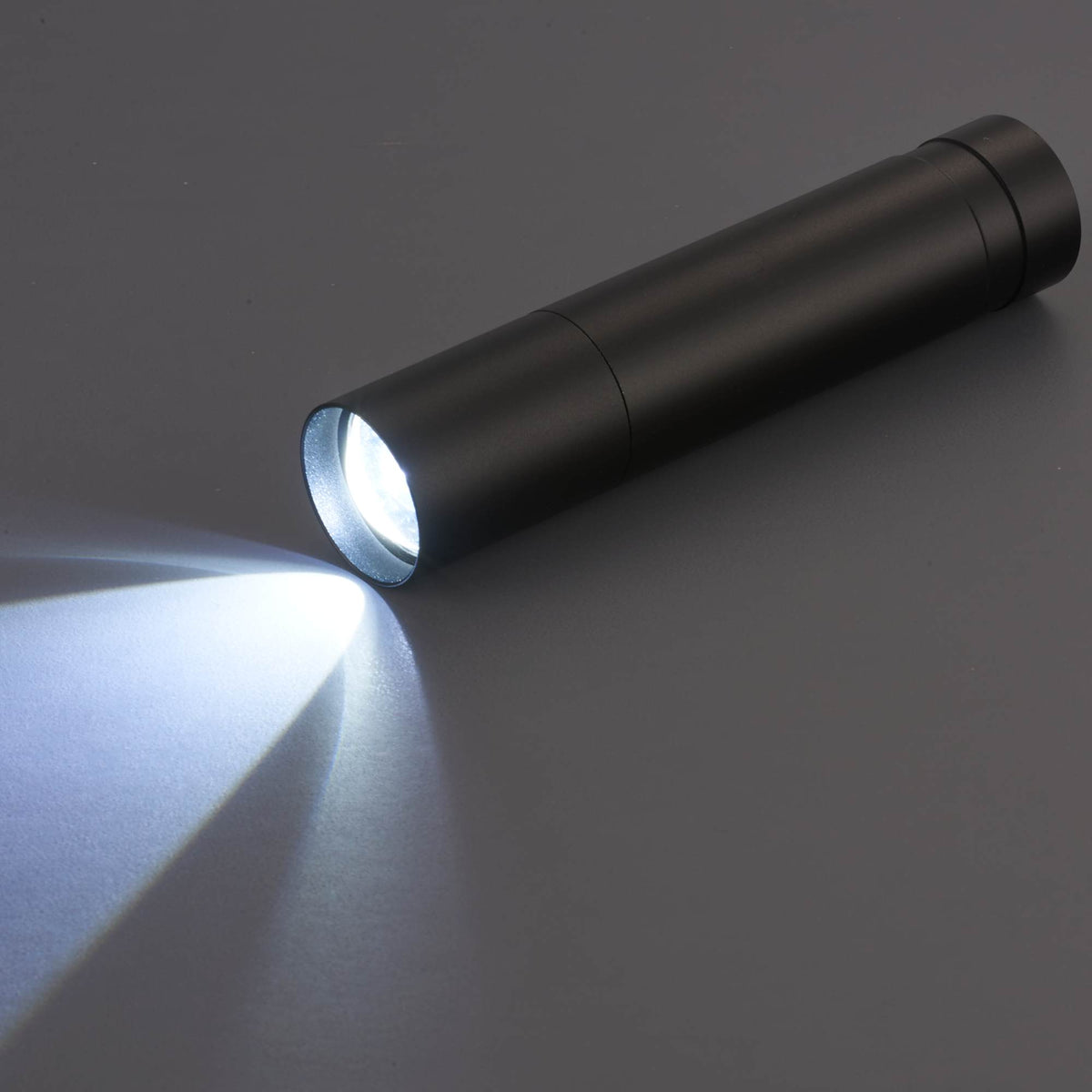 Rechargeable Flashlight with COB Side Light, 2,200 mAh Laser Engraving - Black - Front 2